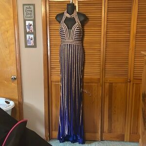 Stunning Jovani Royal Blue/Purple Rhinestone Gown